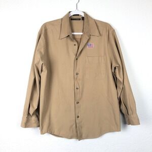 Mens Button Up shirt size L SUEDED JOHN HENRY Long Sleeve